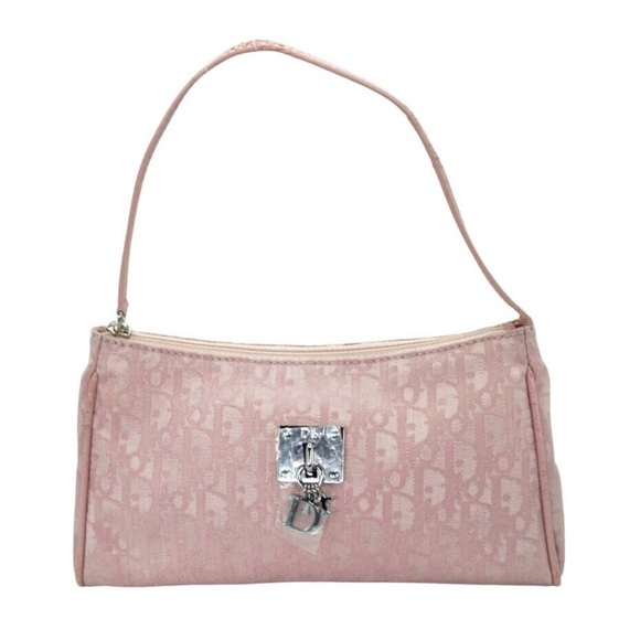 NEW PINK CHRISTIAN DIOR TROTTER RARE VINTAGE SHOULDER HAND BAG - Picture 1 of 4